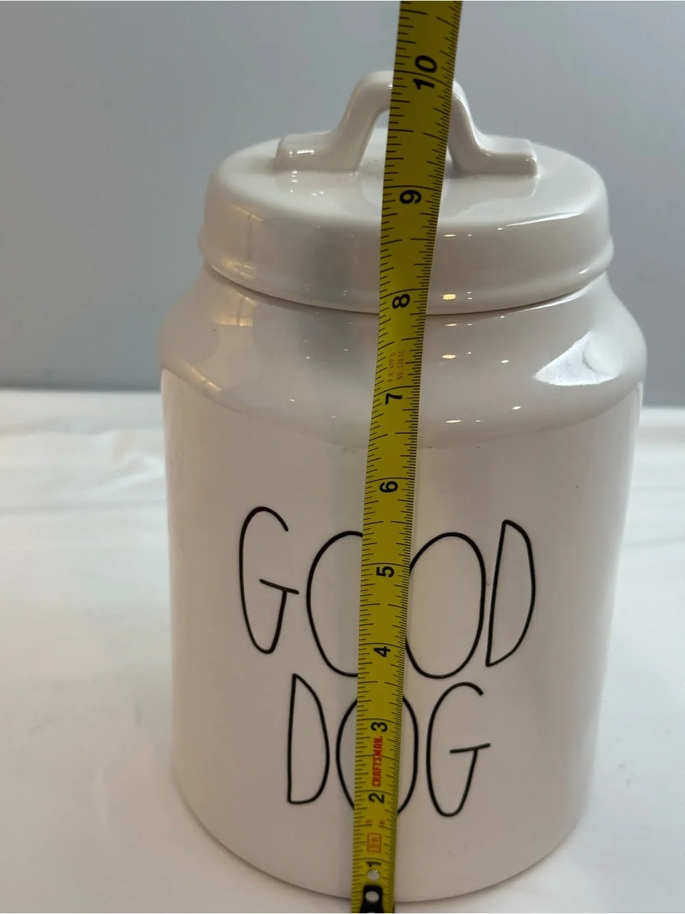 Rae Dunn White Ceramic 'GOOD DOG' Treat Jar with Black Letters